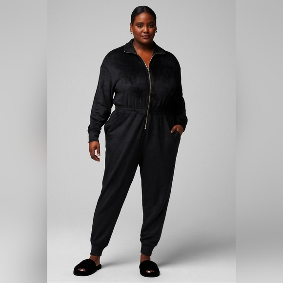 Fabletics Cozy Cord Zip Onesie Junpsuit in Black Size XS Extra Small New NWT - Picture 7 of 7
